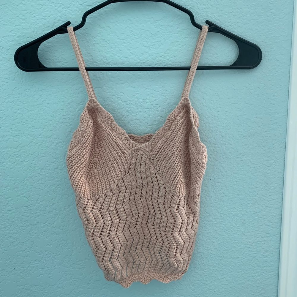 Beige crochet women’s tank top